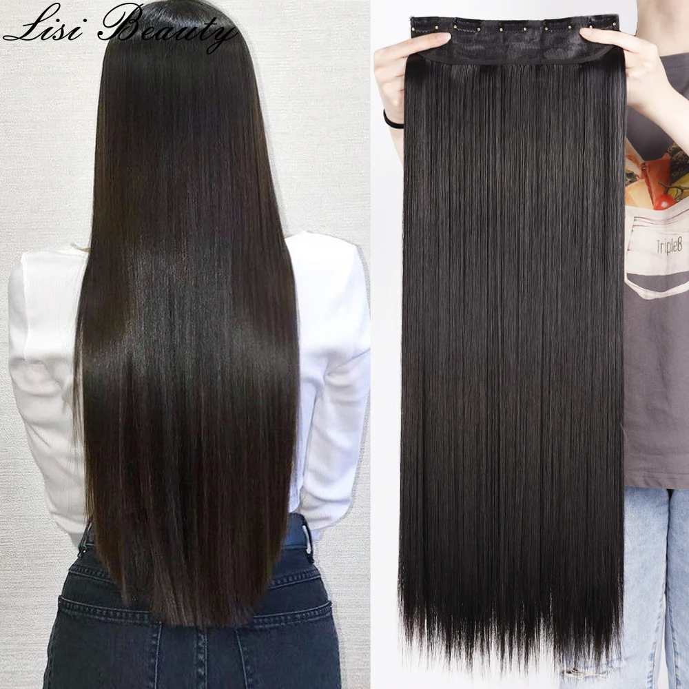 kf-S978eb7ac6a824a498698c99a0bea31c6W-Synthetic-5-Clip-In-Hair-Extensions-Long-Straight-Hairstyle-Hairpiece-Black-Brown-Blonde-80CM-Natural-Fake