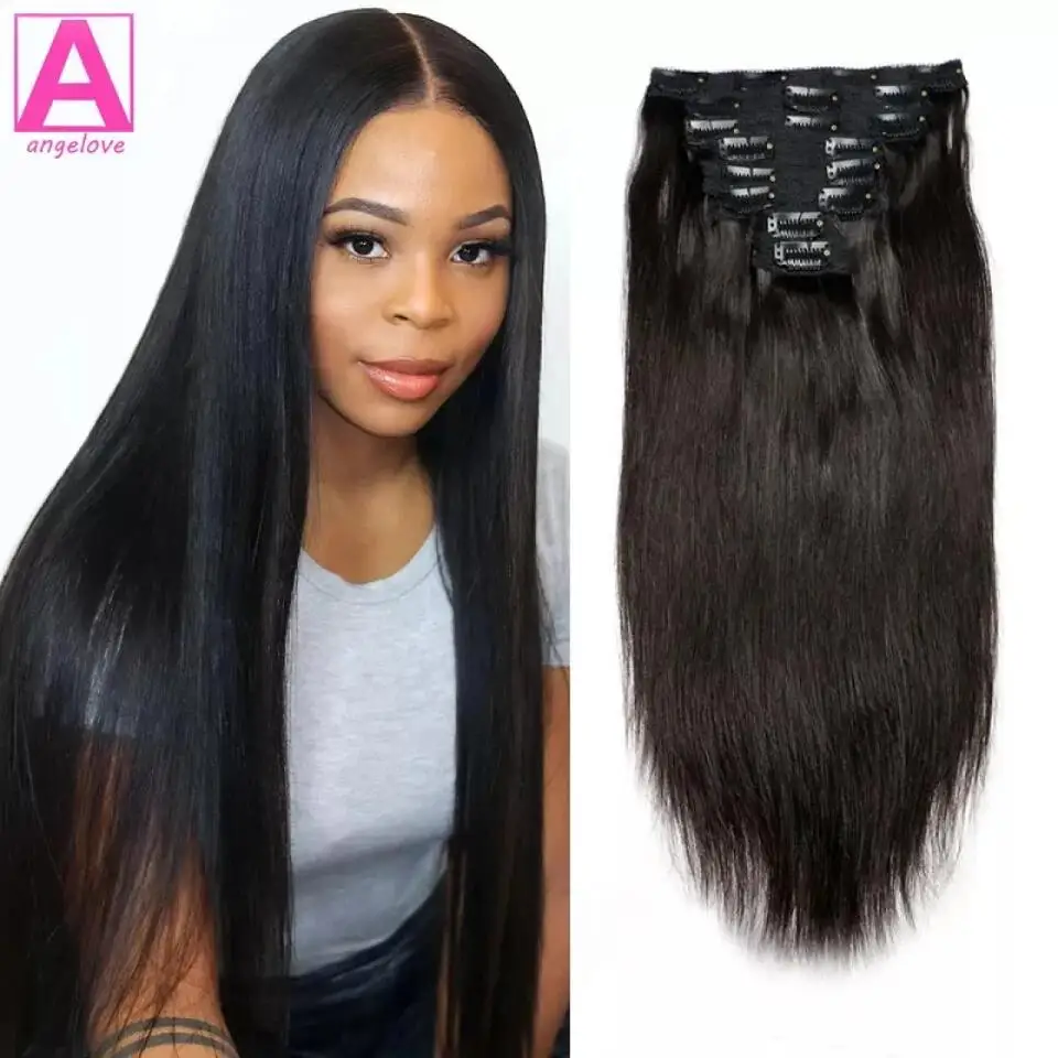 kf-Sc264a0f03617402989aa37ad5127f113U-Clip-In-Hair-Extensions-Human-Hair-Brazilian-Straight-Clip-In-Natural-Black-Color-Clip-Ins-Remy